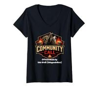 Femme Community Call Official Music Merch Udo W. T-Shirt avec Col en V