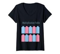 Femme Compétences pour Enseignant de mathématiques Table de Multiplication inspirante T-Shirt avec Col en V