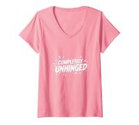 Femme Complètement décharnière - Déclaration audacieuse pour Les Esprits Libres T-Shirt avec Col en V, Rose, S