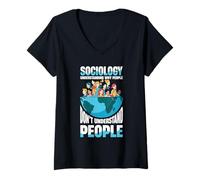 Femme Comprendre Pourquoi Les Gens ne comprennent Pas Les Gens Sociologie T-Shirt avec Col en V