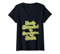 Femme Comptable Amusant Facilement distrait par l'amortissement et Les dettes T-Shirt avec Col en V