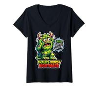 Femme Comptable Monstre du Pire Cauchemar de fraude T-Shirt avec Col en V