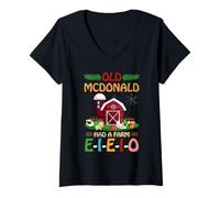 Femme Comptines pour Enfants et Tout-Petits ou Vieux McDonald T-Shirt avec Col en V