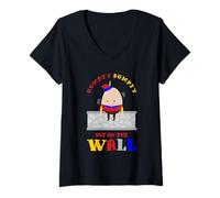 Femme Comptines pour Enfants ou Humpty Dumpty Assis sur Un Mur T-Shirt avec Col en V