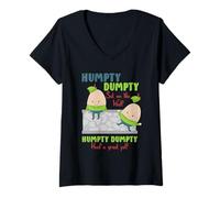 Femme Comptines pour Enfants ou Humpty Dumpty T-Shirt avec Col en V