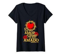 Femme Con Amor eterno Te he Amado, versículo Jeremías 31:3 T-Shirt avec Col en V