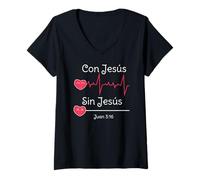 Femme Con Jesús todo, Sin Jesús nada T-Shirt avec Col en V