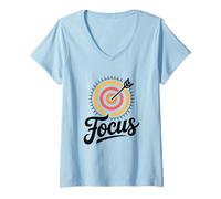 Femme Concentre toi T-Shirt avec Col en V