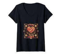 Femme Concept de cœur « Stand Together Love Unity » T-Shirt avec Col en V