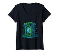 Femme Concept de Portail numérique de Terminal Ancien T-Shirt avec Col en V