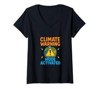 Femme Concept d'illustration de la planète Alerte Climatique T-Shirt avec Col en V