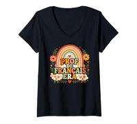 Femme Conception Amusante de Professeur de français de l'ère Prof De Français T-Shirt avec Col en V
