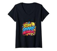 Femme Conception créative de Typographie de Motivation pour résoudre des problèmes T-Shirt avec Col en V