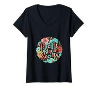Femme Conception culturelle de l'unité de la Pacific Bloom Society T-Shirt avec Col en V