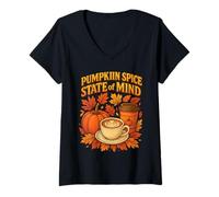 Femme Conception d'automne de l'état d'esprit des épices de T-Shirt avec Col en V