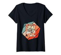 Femme Conception de Film de soirée Pop-Corn de cinéma rétro T-Shirt avec Col en V