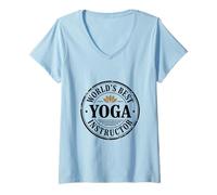 Femme Conception de l'emblème Lotus du Meilleur Professeur de Yoga T-Shirt avec Col en V