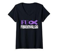 Femme Conception de Sensibilisation à la fibromyalgie pour Les Maladies chroniques T-Shirt avec Col en V