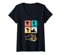 Femme Conception des Phases de pèlerinage du Chemin de Saint-Jacobsweg 2026 T-Shirt avec Col en V