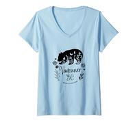 Femme Conception d'ours et de Fleurs à Vancouver, en Colombie-Britannique, la Nature à Votre Porte T-Shirt avec Col en V