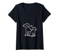 Femme Conception du cœur de chat pour chats - Amateur minimaliste T-Shirt avec Col en V
