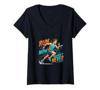 Femme Conception d'un état d'esprit motivant, Fitness, Sprint, Action T-Shirt avec Col en V