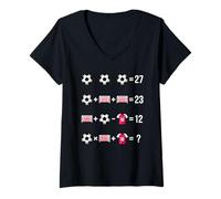 Femme Conception d'une énigme d'équations mathématiques de Football : résolvez Le Casse-tête 67 T-Shirt avec Col en V