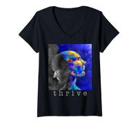 Femme Conception motivante pour la guérison de la santé mentale T-Shirt avec Col en V