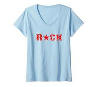 Femme Conception Red Rock Star T-Shirt avec Col en V