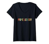 Femme Conclave de l'Église catholique pour la paix du pape Léon XIV Robert Prevost T-Shirt avec Col en V