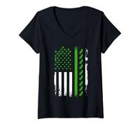 Femme Concombre cornichon - Drapeau américain américain pour les amateurs de cornichons T-Shirt avec Col en V