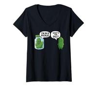 Femme Concombre de Dessin animé I'm in A Pickle What's The Dill T-Shirt avec Col en V