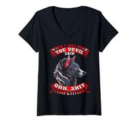 Femme Concours Wolf When I Was Nate The Devil Said Ohh T-Shirt avec Col en V