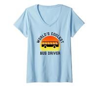 Femme Conducteur de Bus Le Plus Cool du Monde Future Travailleur des transports Amant T-Shirt avec Col en V