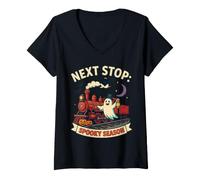 Femme Conducteur de Chemin de Fer d'halloween - Prochain arrêt : Saison effrayante T-Shirt avec Col en V