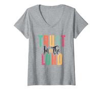 Femme Confiance au Seigneur : Versets de la Bible, Inspiration chrétienne T-Shirt avec Col en V