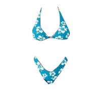 Femme Confortable et ajusté Maillot de Bain Ensemble Push Up Haut et Bas de Plage Bikini Triangle Amincissant Dos Nu imprimé Floral Été Beachwear SkyBleu XL