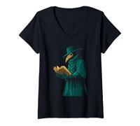 Femme Connaissances interdites, occultisme, peste, Docteur, Art Gothique T-Shirt avec Col en V