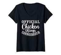 Femme Connaisseur Officiel des Ailes de Poulet T-Shirt avec Col en V