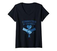 Femme Connected by Kindness Autism Awareness Design T-Shirt avec Col en V