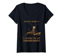 Femme Connecticut Territory Insecte The European Mantis T-Shirt avec Col en V