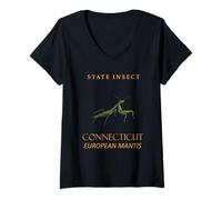 Femme Connecticut Territory Insecte The Priing Mantis T-Shirt avec Col en V