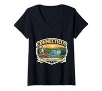 Femme Connecticut : The Constitution State, Souvenir, Visiteur, Voyageur T-Shirt avec Col en V