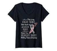 Femme Conscience de la tumeur hypophysaire Mon Combat T-Shirt avec Col en V