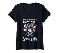 Femme Conservative Dad's Ultra Right Bière américaine 100% sans Travail T-Shirt avec Col en V