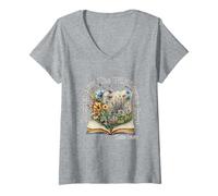 Femme Considérez Comment Les Fleurs Sauvages Poussent Le Verset de la Bible chrétienne T-Shirt avec Col en V