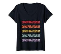Femme Conspirateur T-Shirt avec Col en V