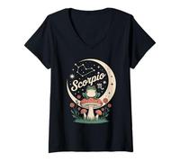 Femme Constellation du Zodiaque Scorpion - Cadeau d'anniversaire Astrologie T-Shirt avec Col en V