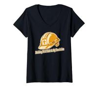 Femme Construire avec la Foi comme ma Fondation chrétienne T-Shirt avec Col en V
