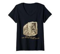 Femme Conte de fées Classique Le Loup et Les Sept Jeunes chèvres T-Shirt avec Col en V